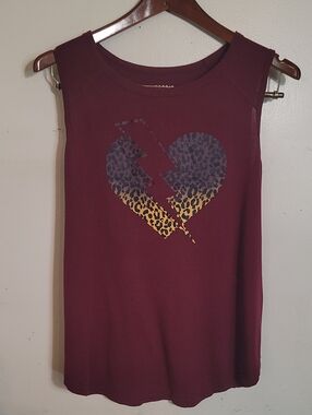 torrid Maroon Tank with Leopard Heart Lightning Graphic